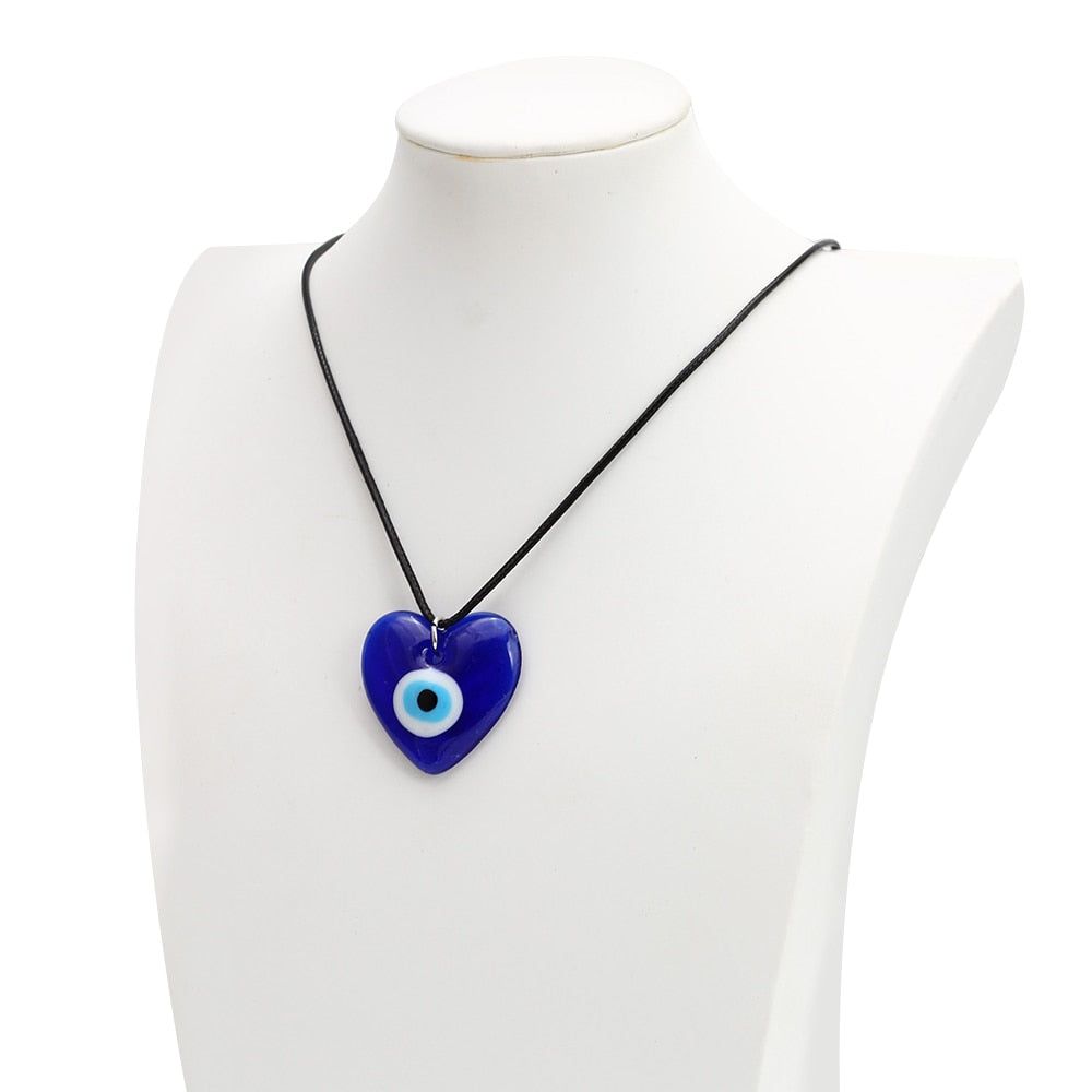 Blue Glass Evil Eye Amulet Necklace