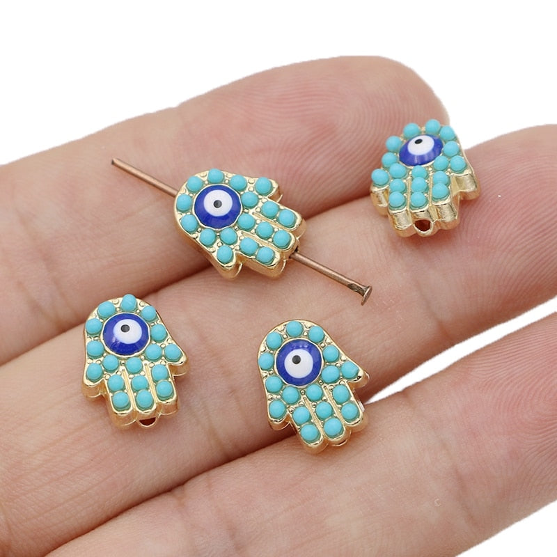 10PCS Hamsa Hand Evil Eye beads
