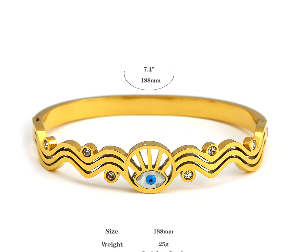 Evil Eye Gold Bangle Bracelet
