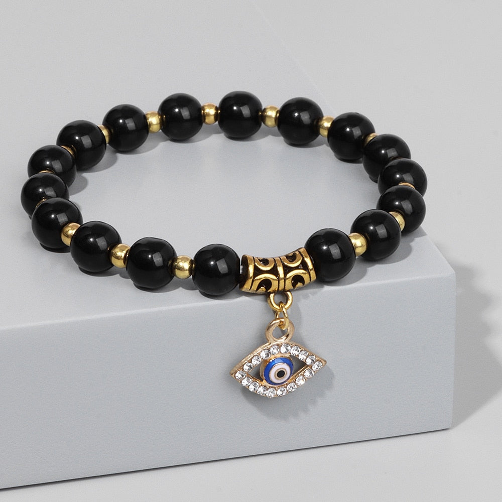 Evil Eye Natural Stone Beads Bracelet