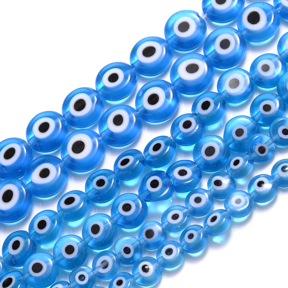 Colorful Evil Eye Flat Back Round Beads