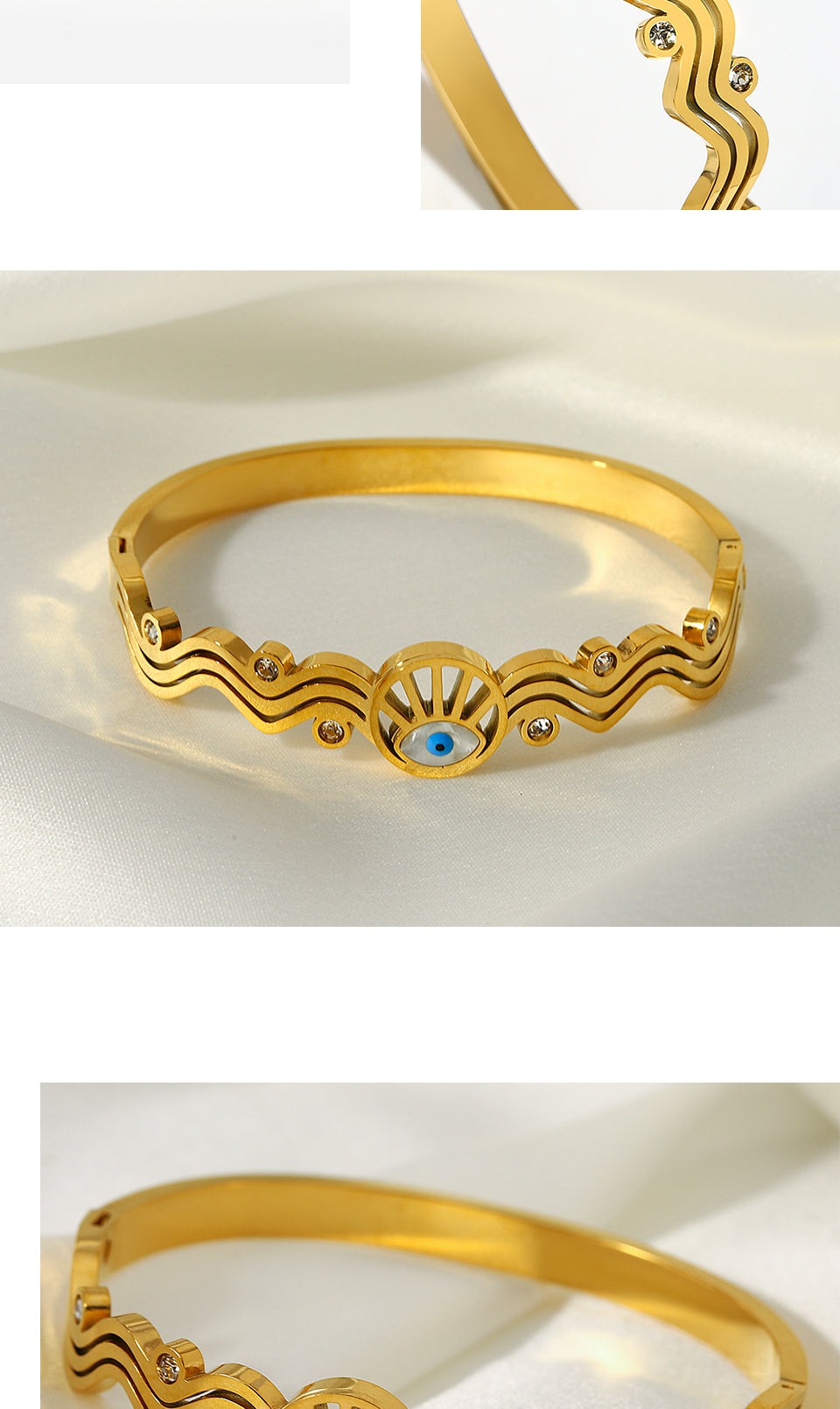 Evil Eye Gold Bangle Bracelet