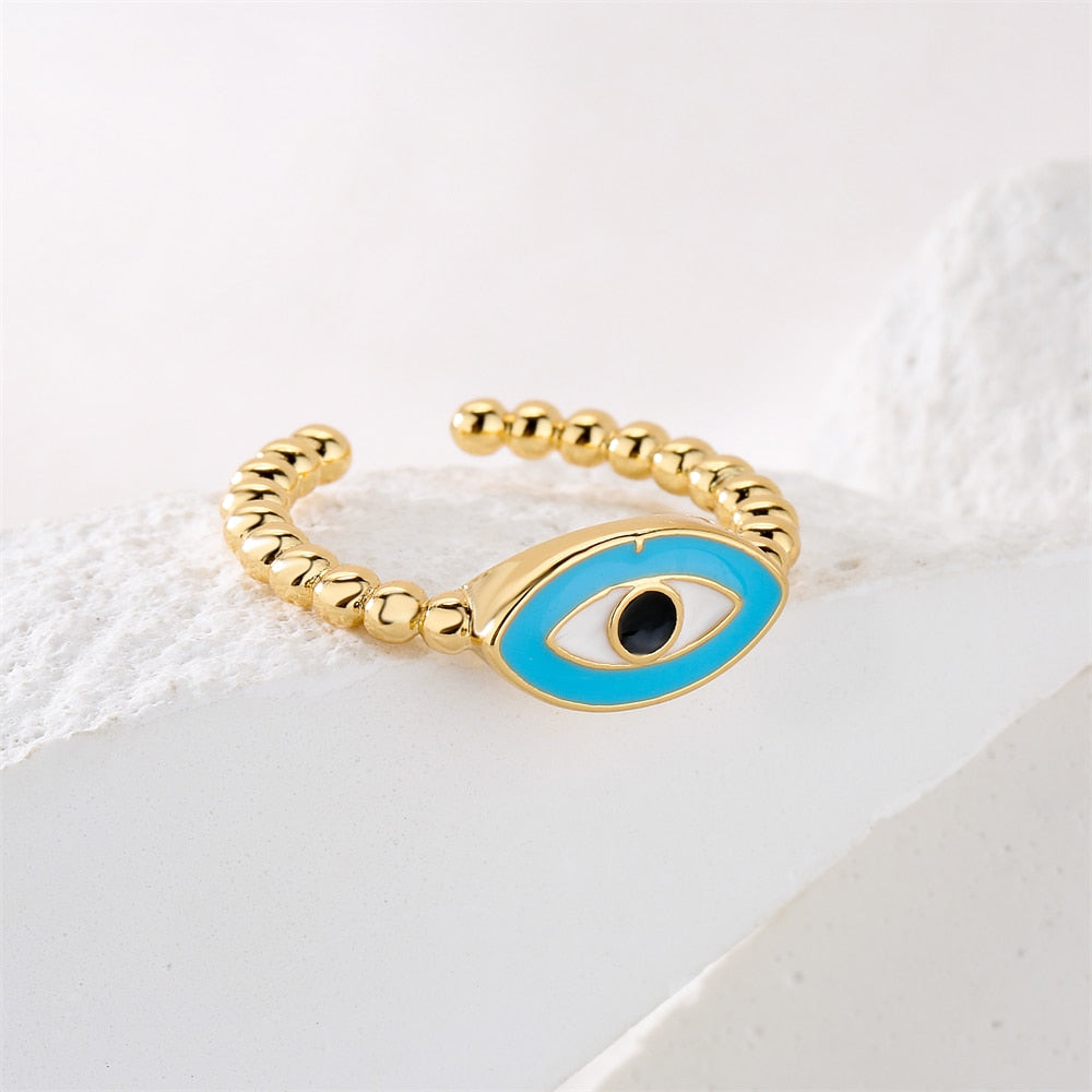 Copper Evil Eye Open Ring  Jewelry