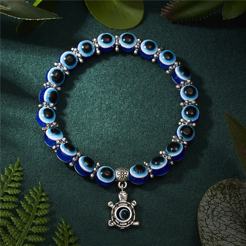 Multicolor Evil Eye Hamsa Hand Pendant Bracelet