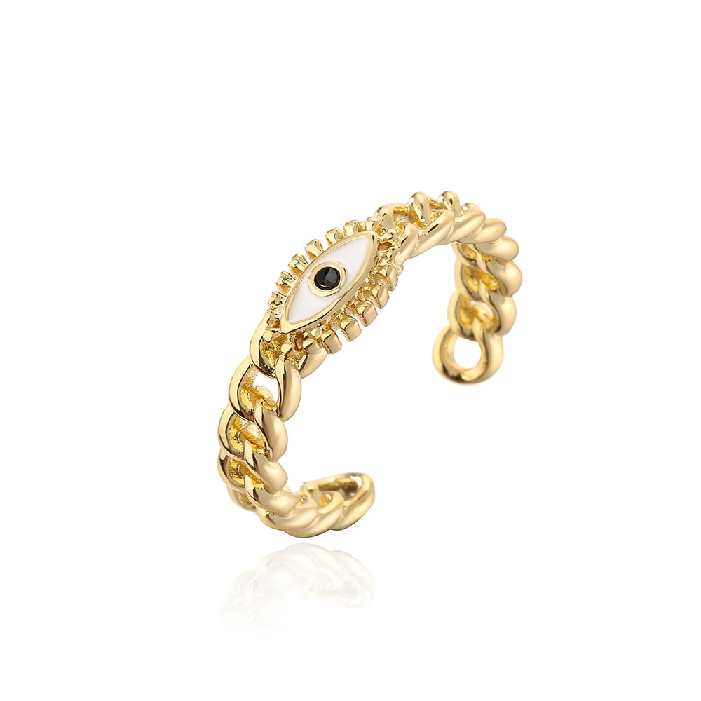 Copper Evil Eye Open Ring Jewelry