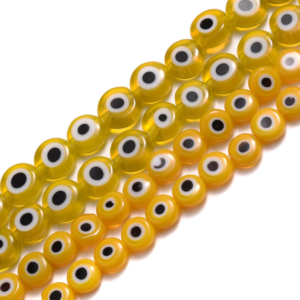 Colorful Evil Eye Flat Back Round Beads