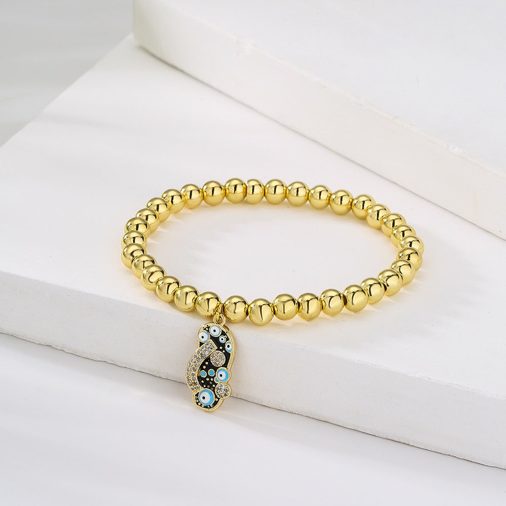 Evil Eye Golden Beaded Bracelet