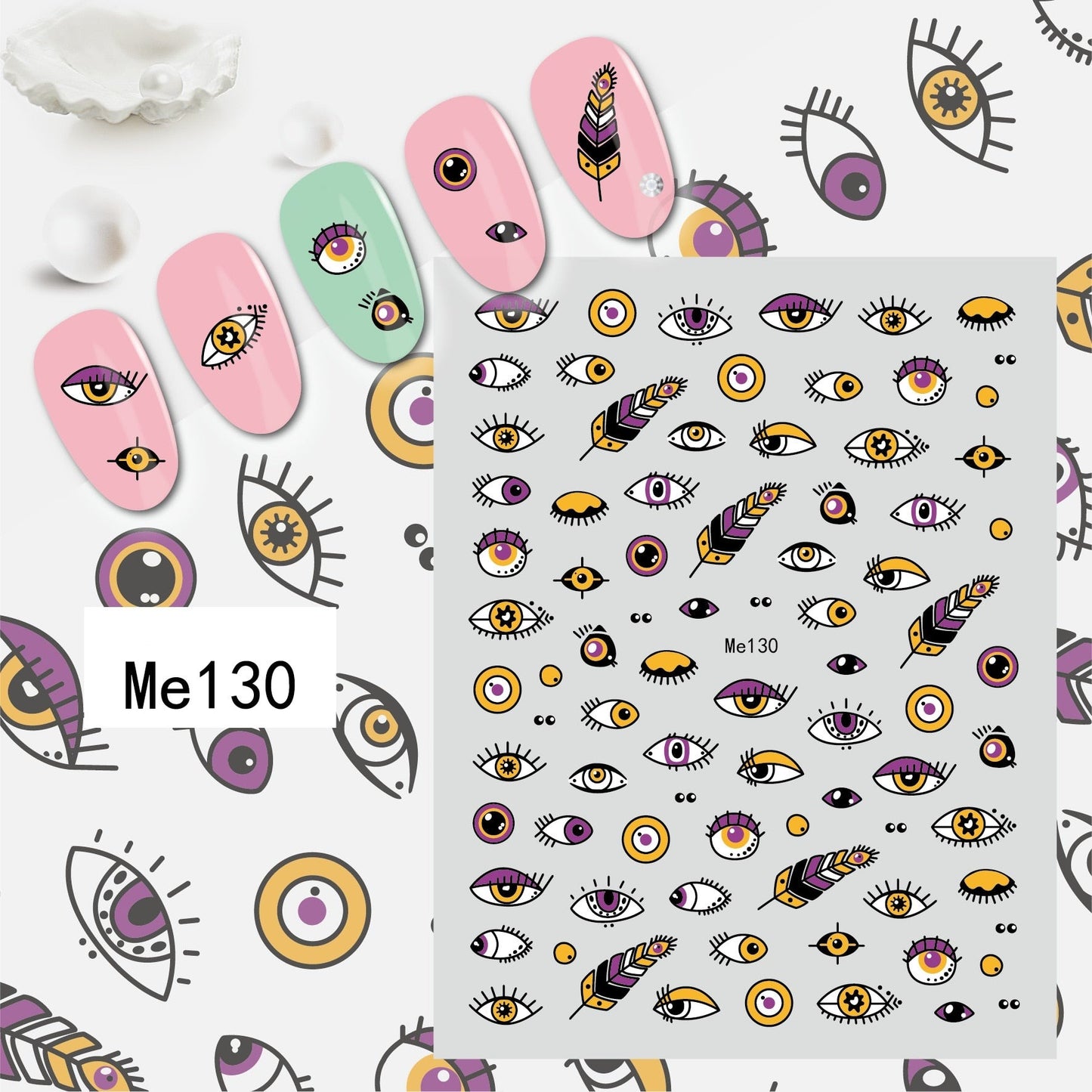 3D Colorful Eye Nail Stickers