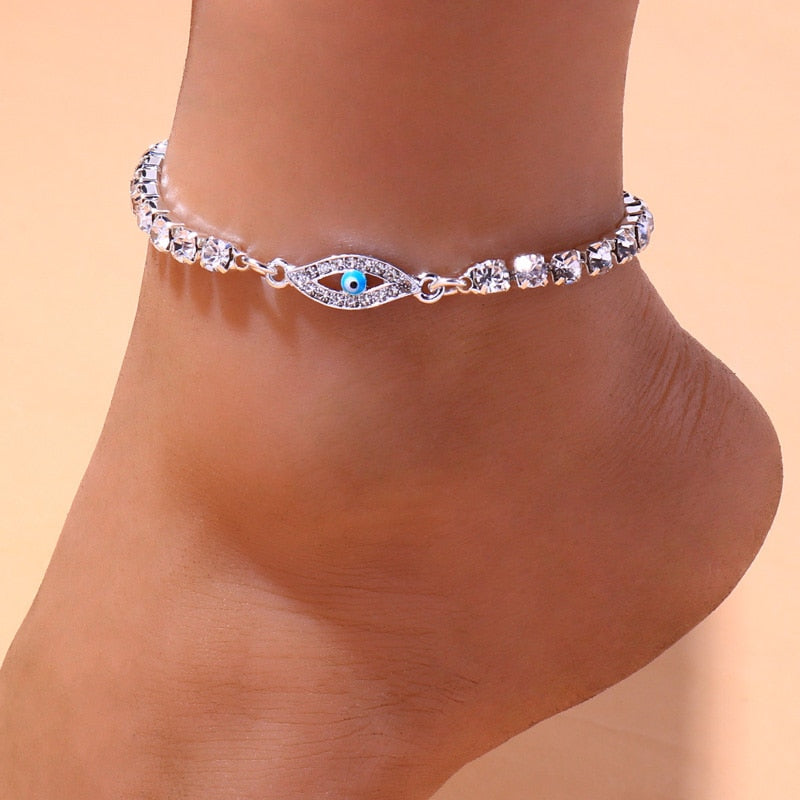 Rhinestone Evil Eye Women Anklet