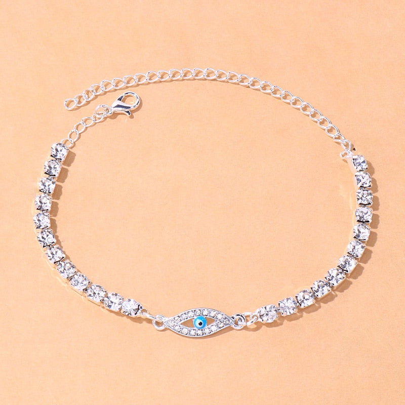 Rhinestone Evil Eye Women Anklet