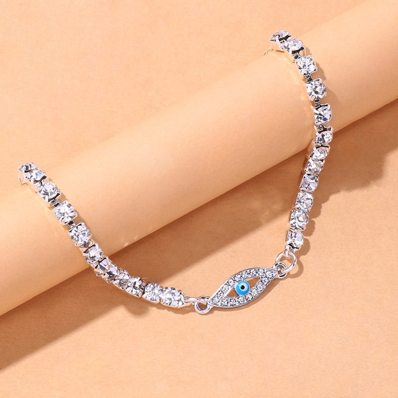 Rhinestone Evil Eye Women Anklet