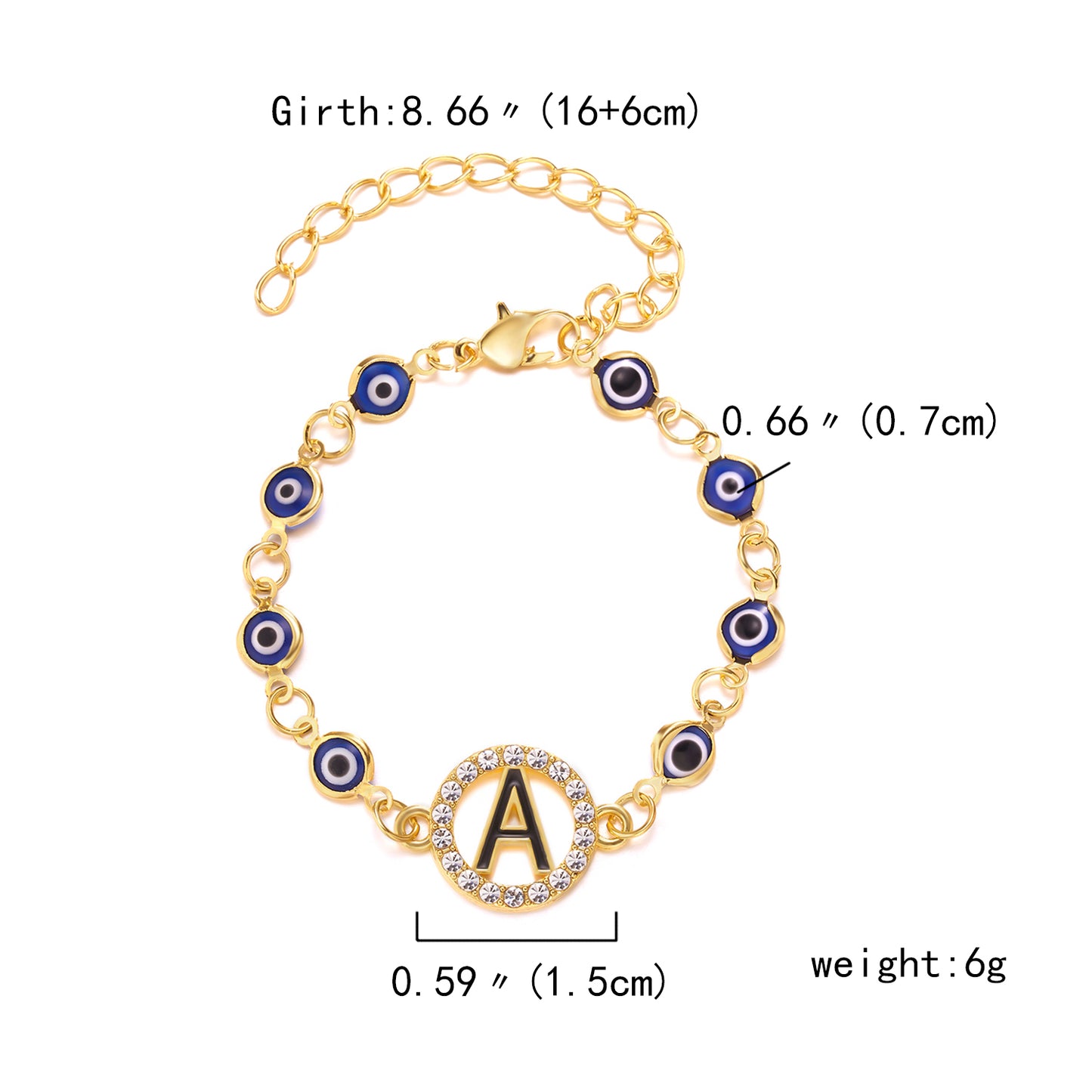 Evil Eye Alphabetic Bracelet
