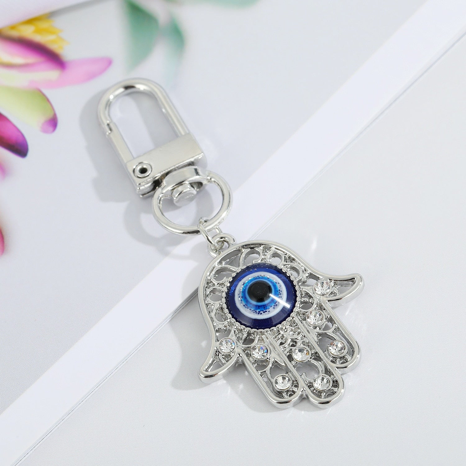 Hamsa Hand Evil Eye Pendant Keychain