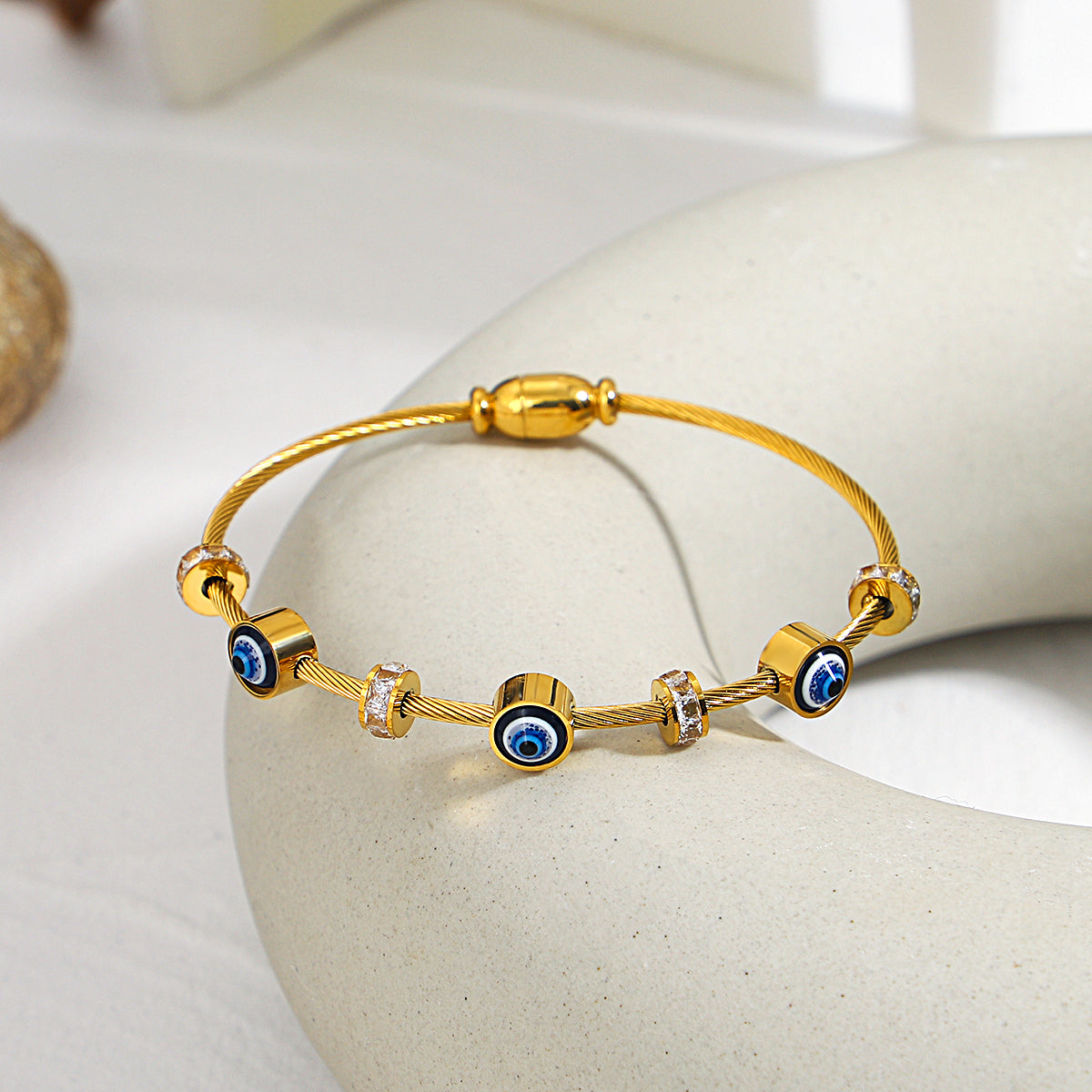 Round Shape Greek Eye Wire Bracelet