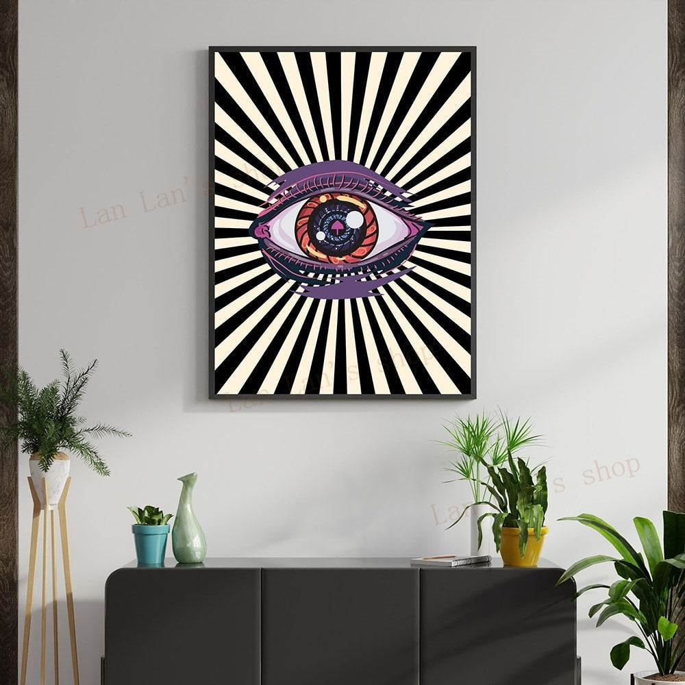 Psychedelic Evil Eye Wall Painting