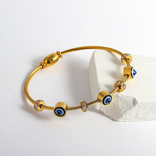 Round Shape Greek Eye Wire Bracelet