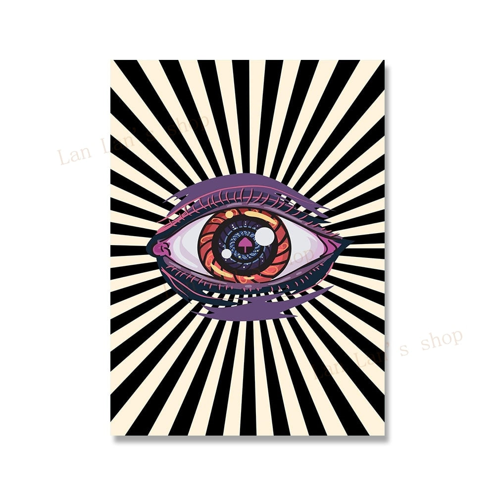 Psychedelic Evil Eye Wall Painting
