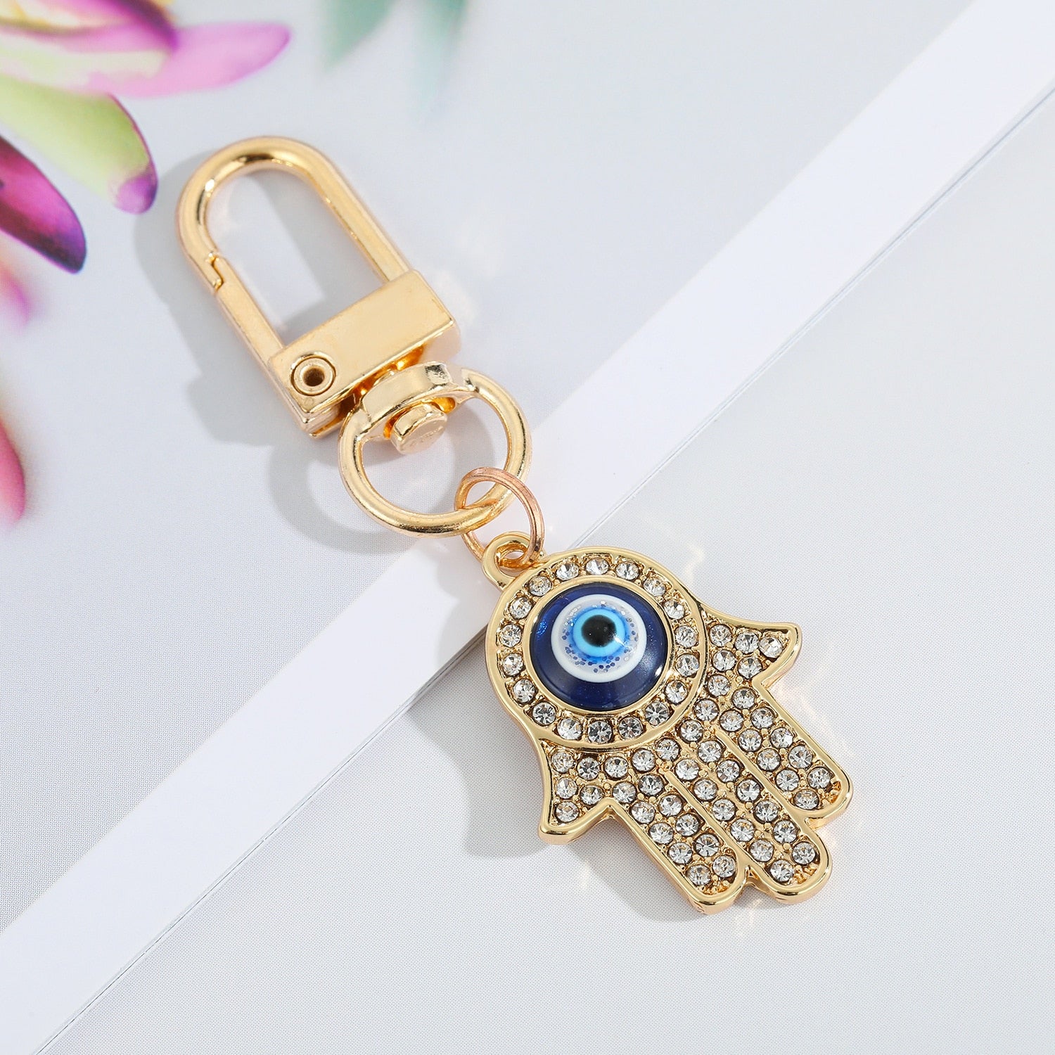 Hamsa Hand Evil Eye Pendant Keychain