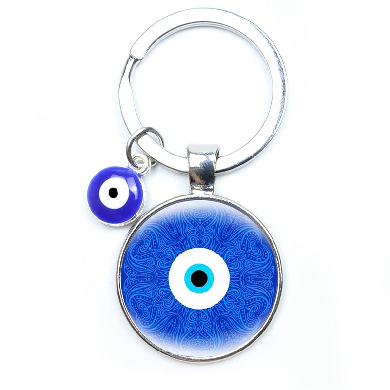 Blue Evil Eye Metal Keychain