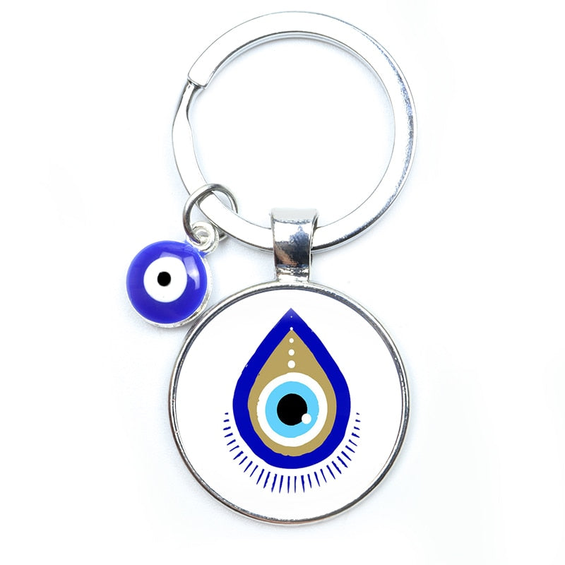 Blue Evil Eye Metal Keychain