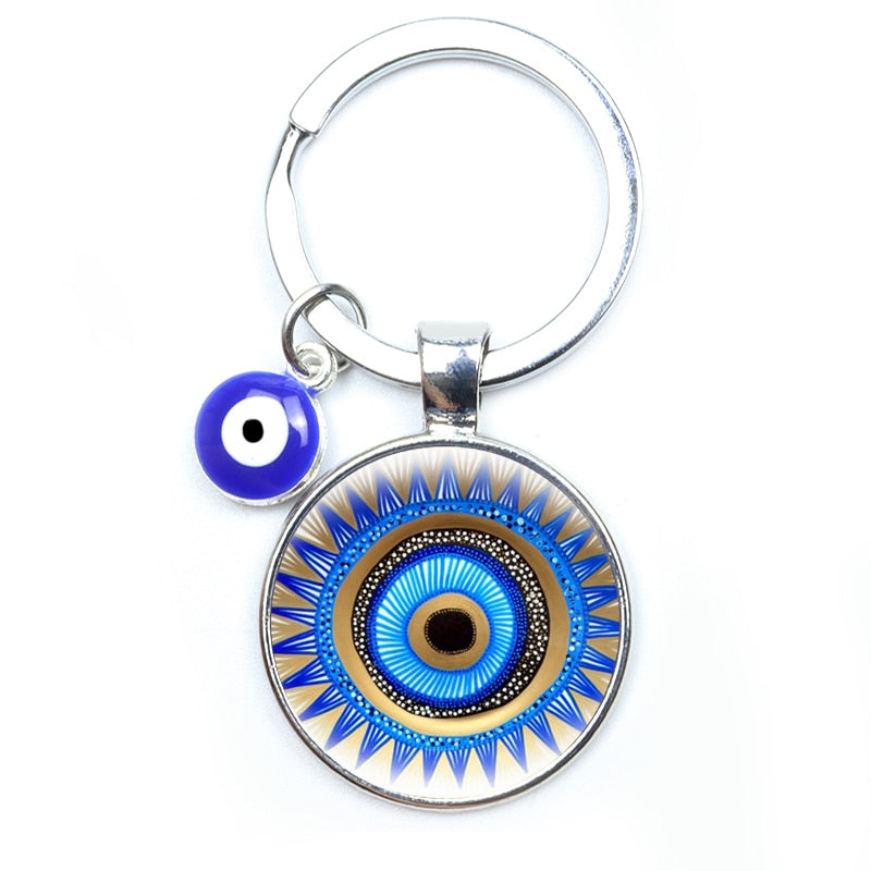 Blue Evil Eye Metal Keychain