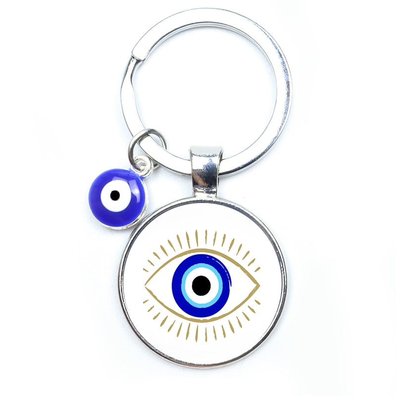 Blue Evil Eye Metal Keychain