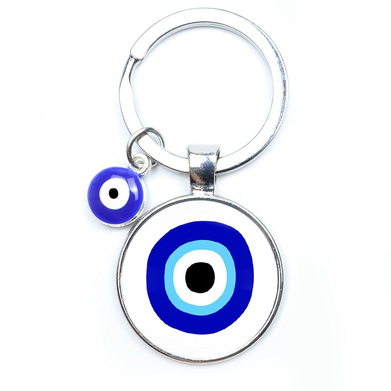 Blue Evil Eye Metal Keychain