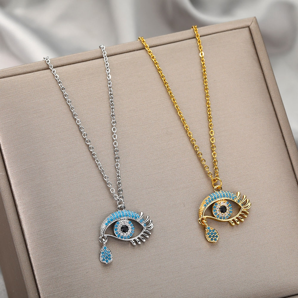 crystal evil eye necklace