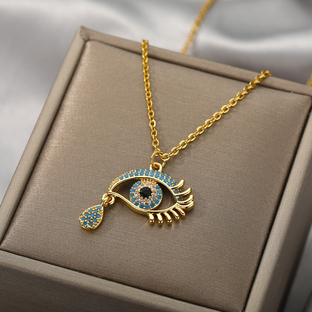 crystal evil eye necklace