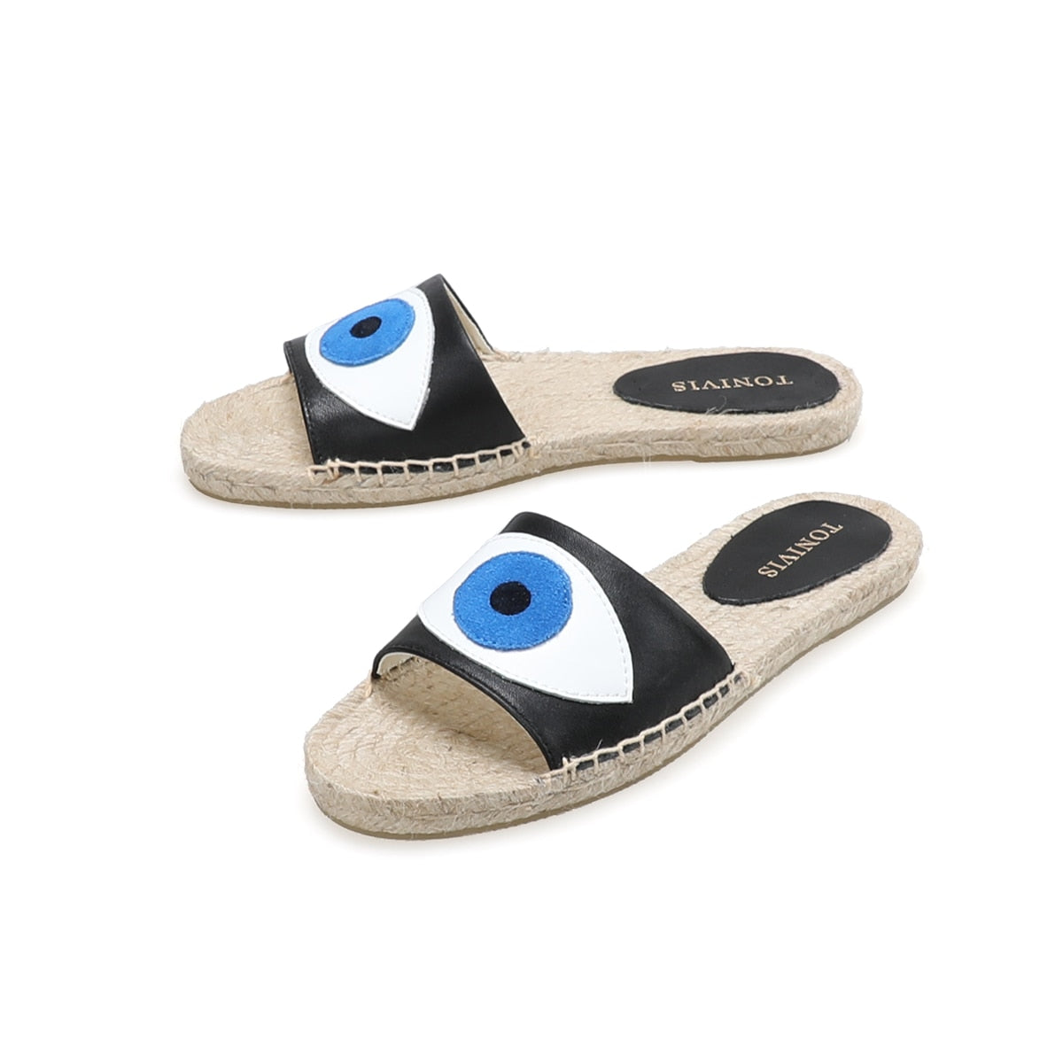 evil eye slide sandals