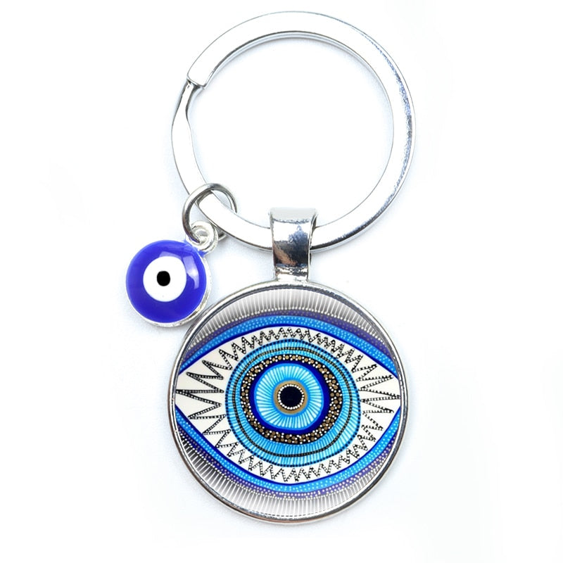 Blue Evil Eye Metal Keychain