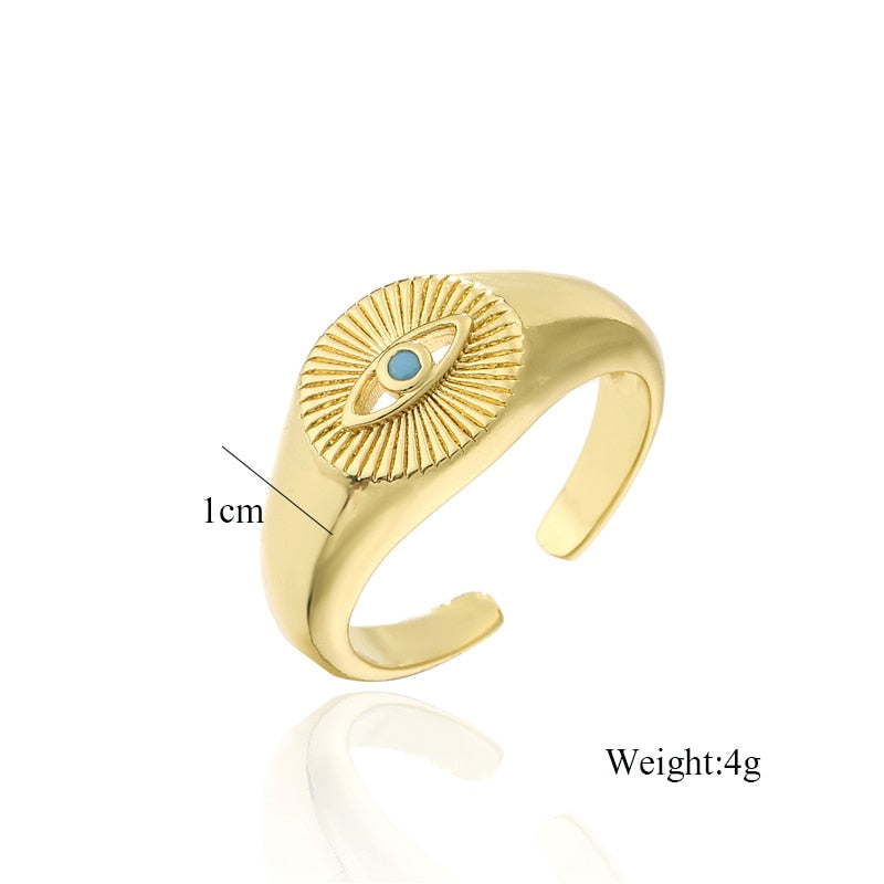 Evil Eye Ring with Turquoise and Diamonds - KAMARIA