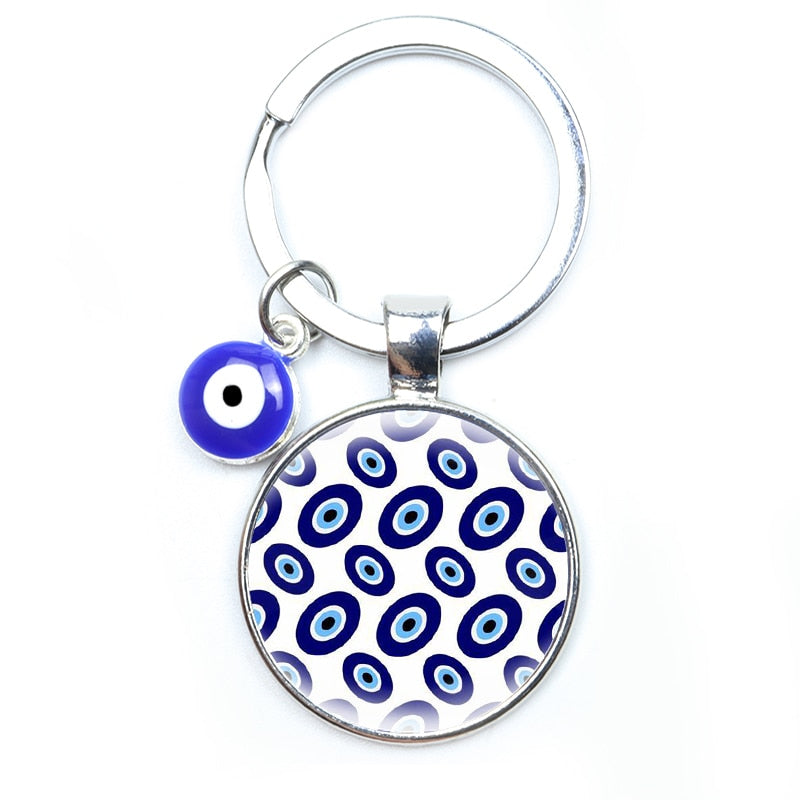 Blue Evil Eye Metal Keychain