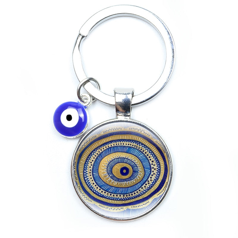 Blue Evil Eye Metal Keychain