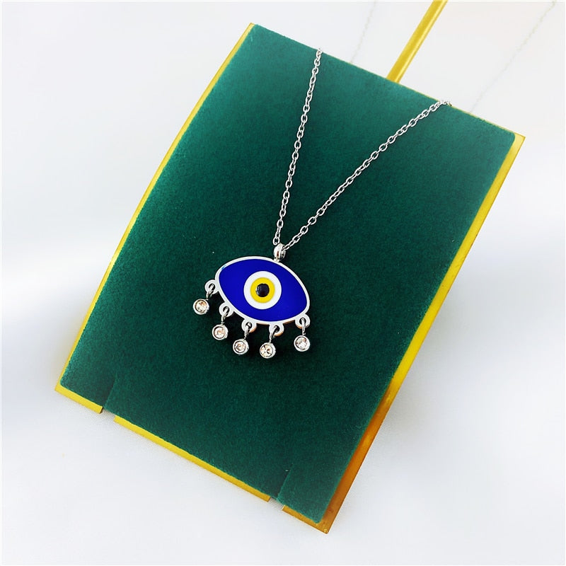 stainless steel evil eye pendant