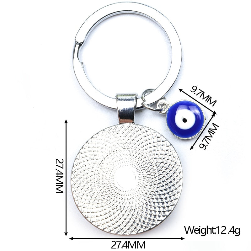 Blue Evil Eye Metal Keychain