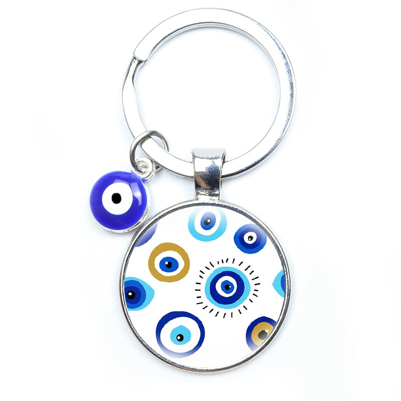 Blue Evil Eye Metal Keychain