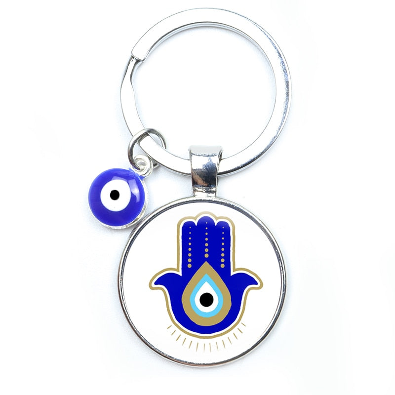 Blue Evil Eye Metal Keychain