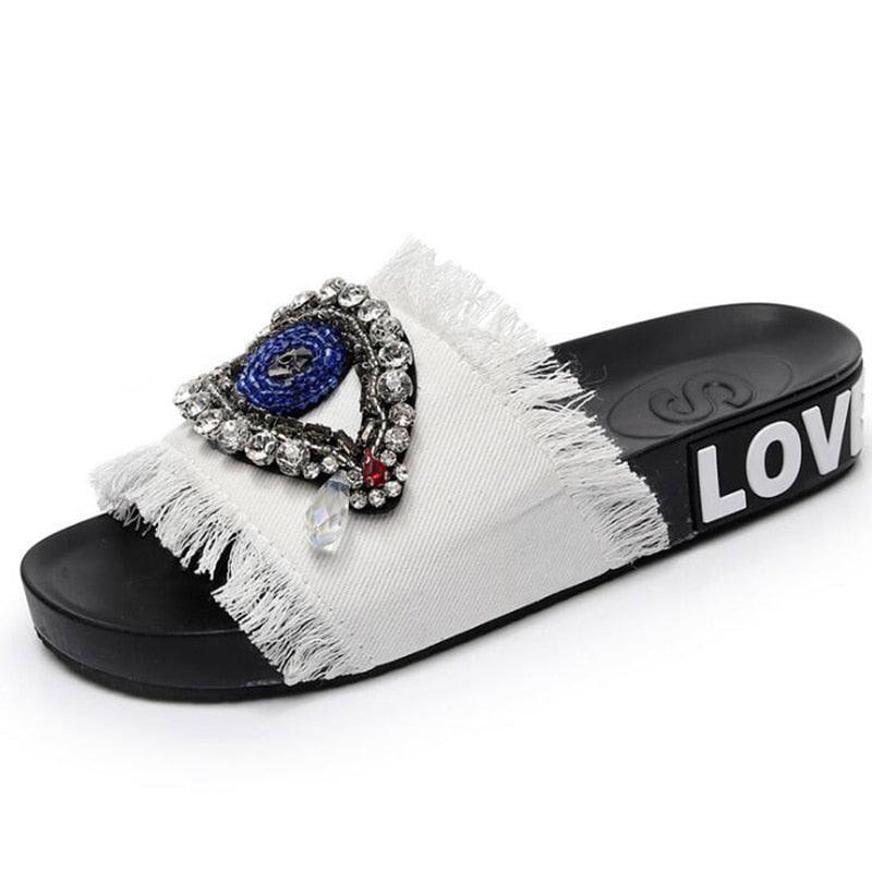 crystal evil eye ladies sandals