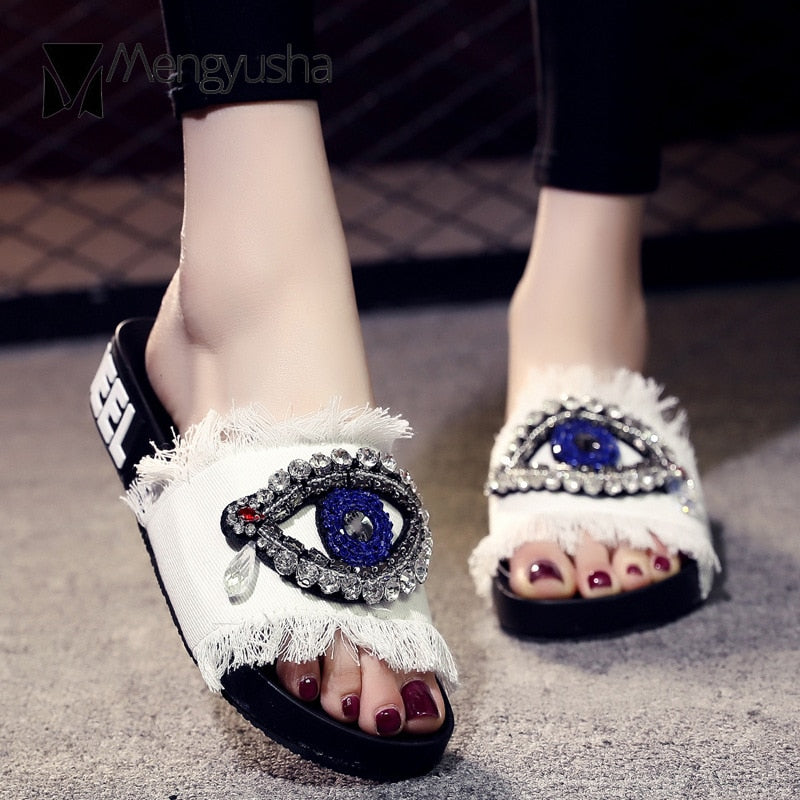 White Evil Eye woman's Shoes