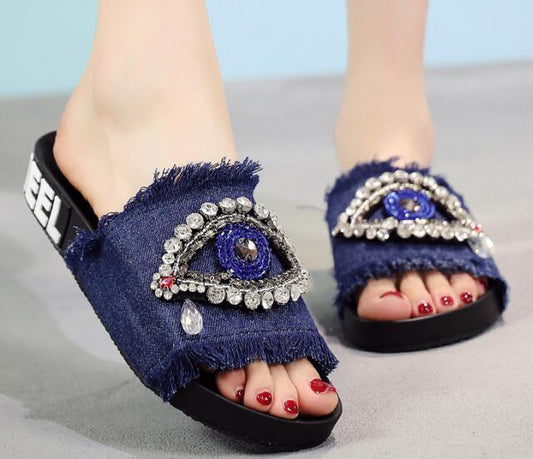 Blue Evil Eye Women Shoes