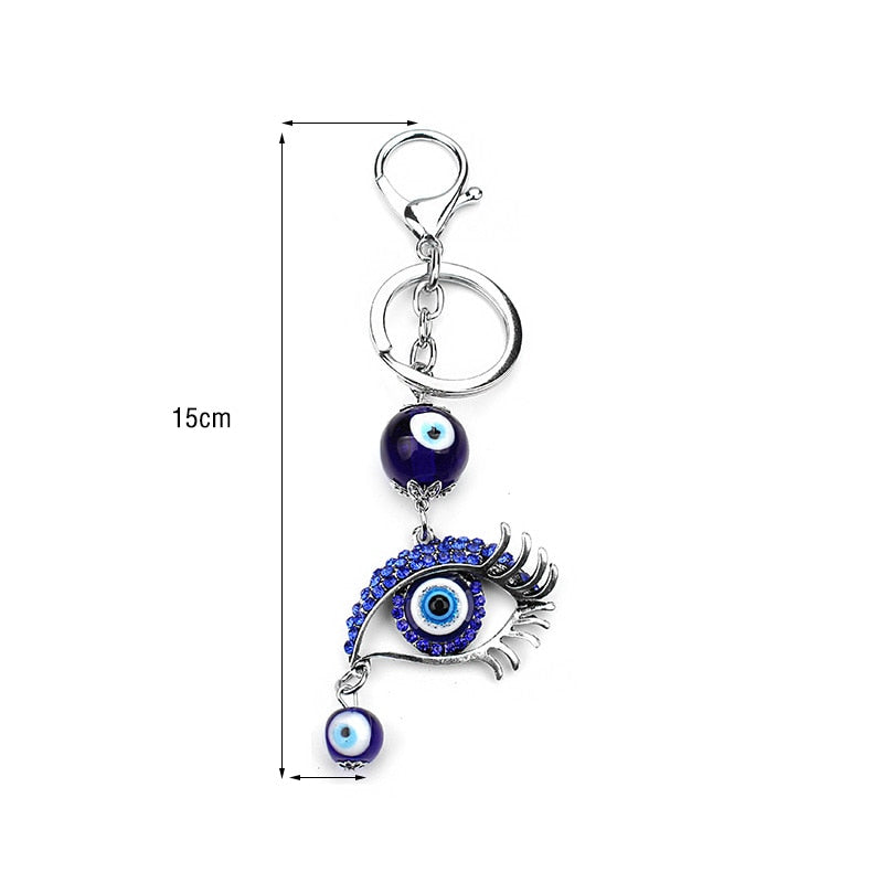 Crystal Blue Evil Eye Keychain