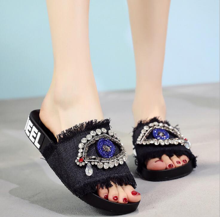 crystal evil eye ladies sandals