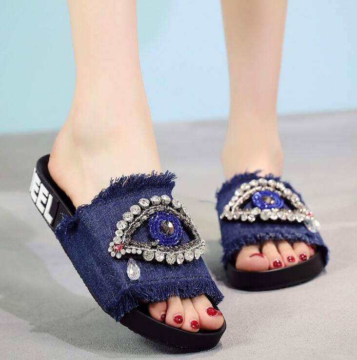 crystal evil eye ladies sandals