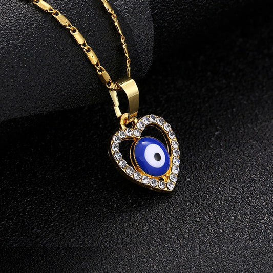 Evil Eye Heart-shaped Pendant Necklace