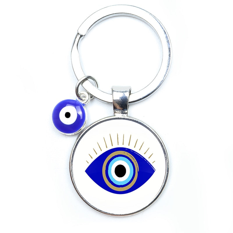 Blue Evil Eye Metal Keychain