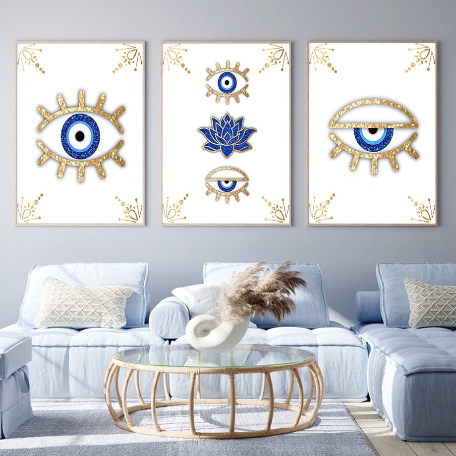 evil eye sparkly wall art