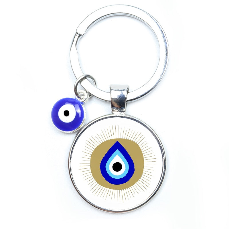 Blue Evil Eye Metal Keychain