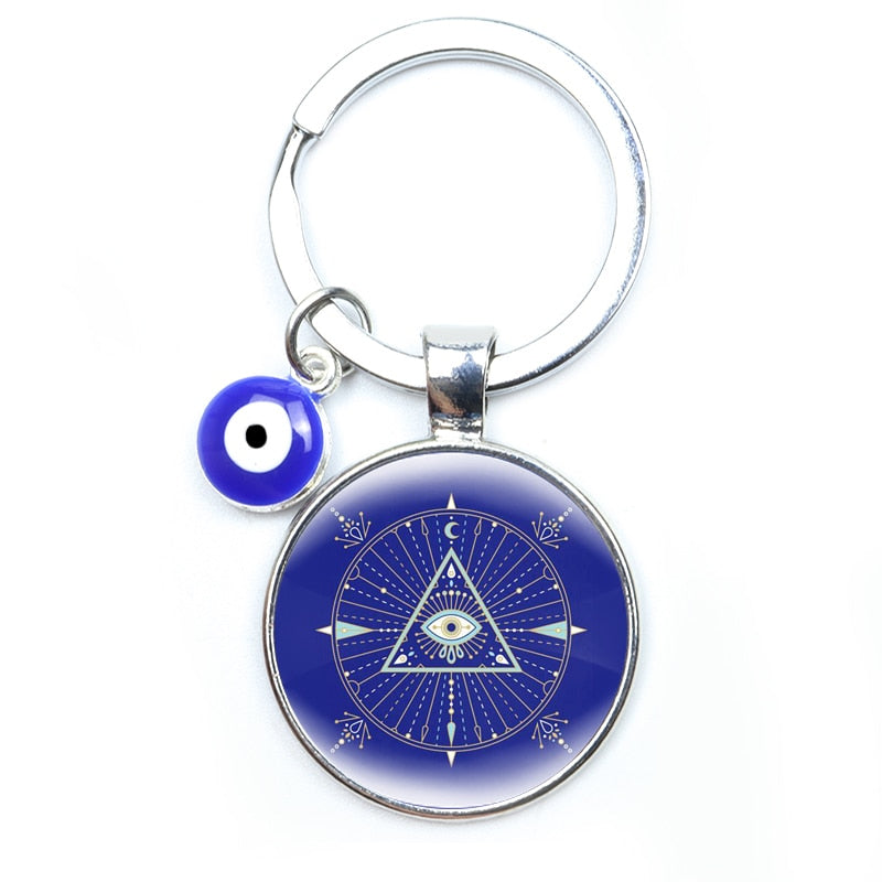 Blue Evil Eye Metal Keychain