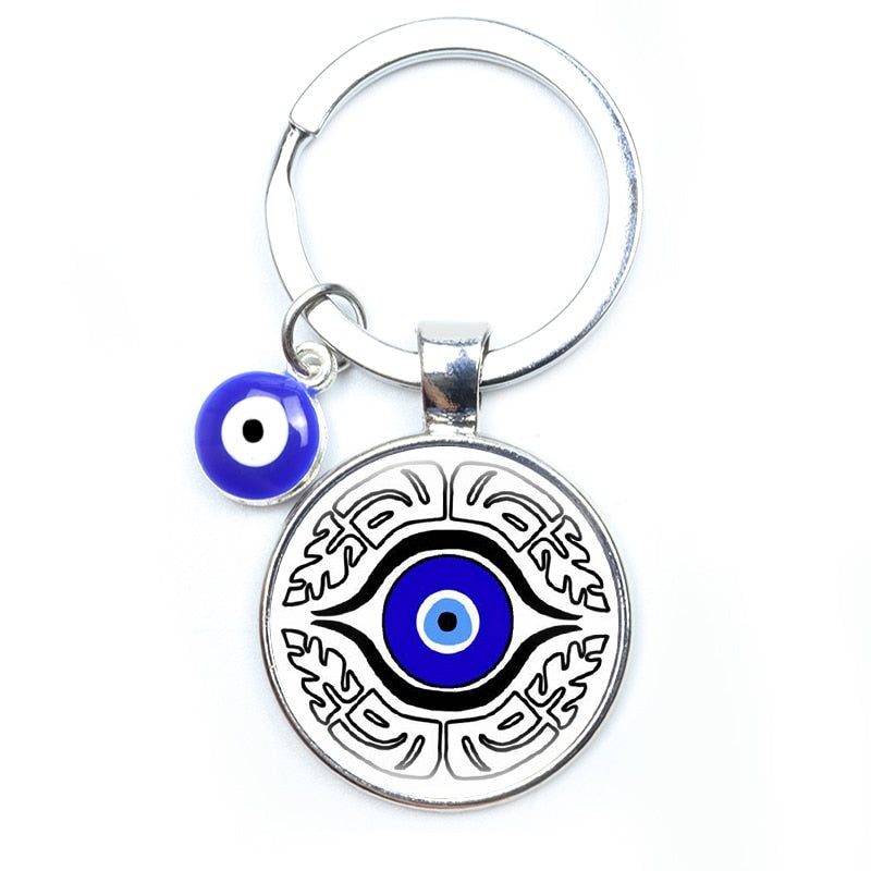 Blue Evil Eye Metal Keychain